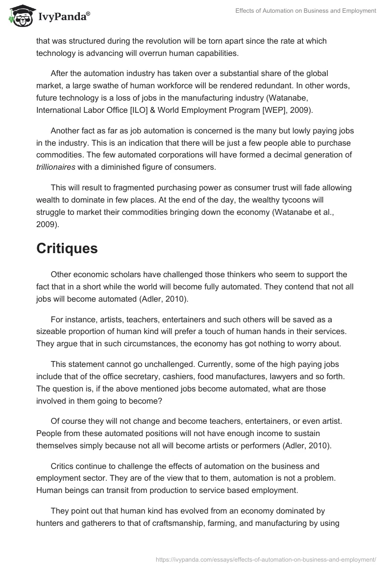 Effects of Automation on Business and Employment. Page 3