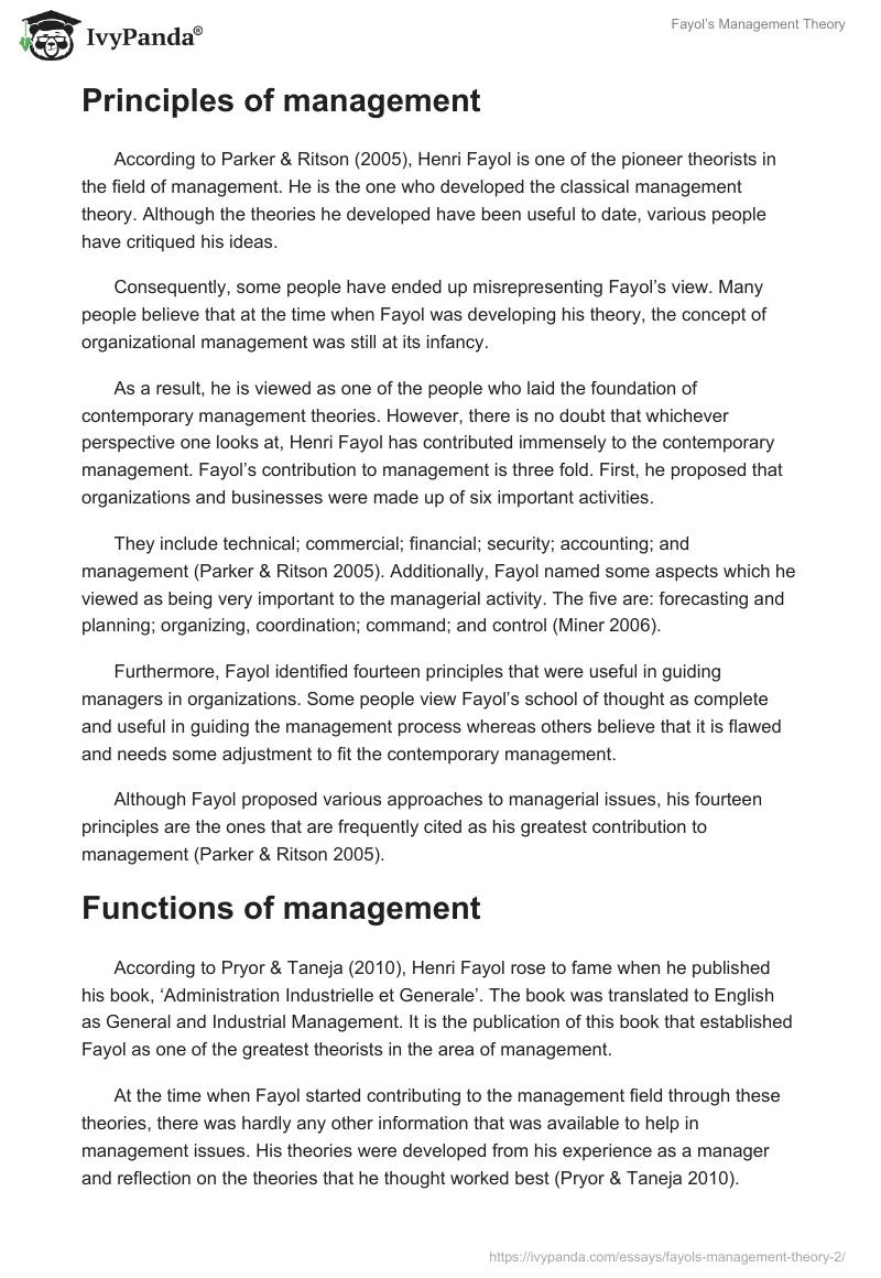 Fayol’s Management Theory. Page 3
