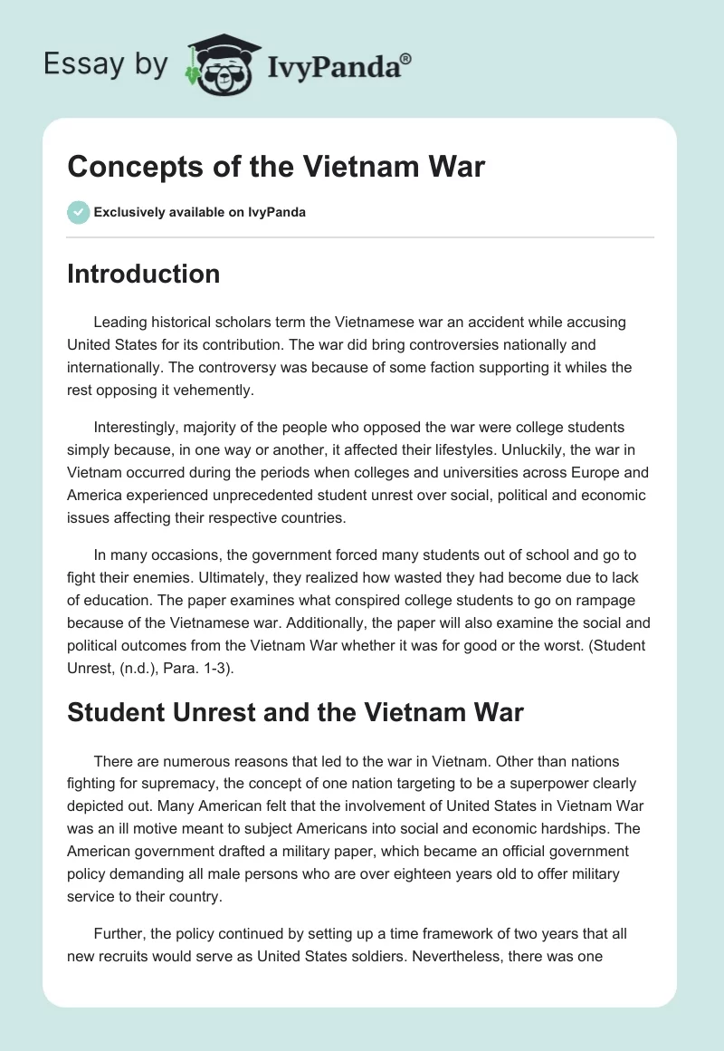 Concepts of the Vietnam War. Page 1