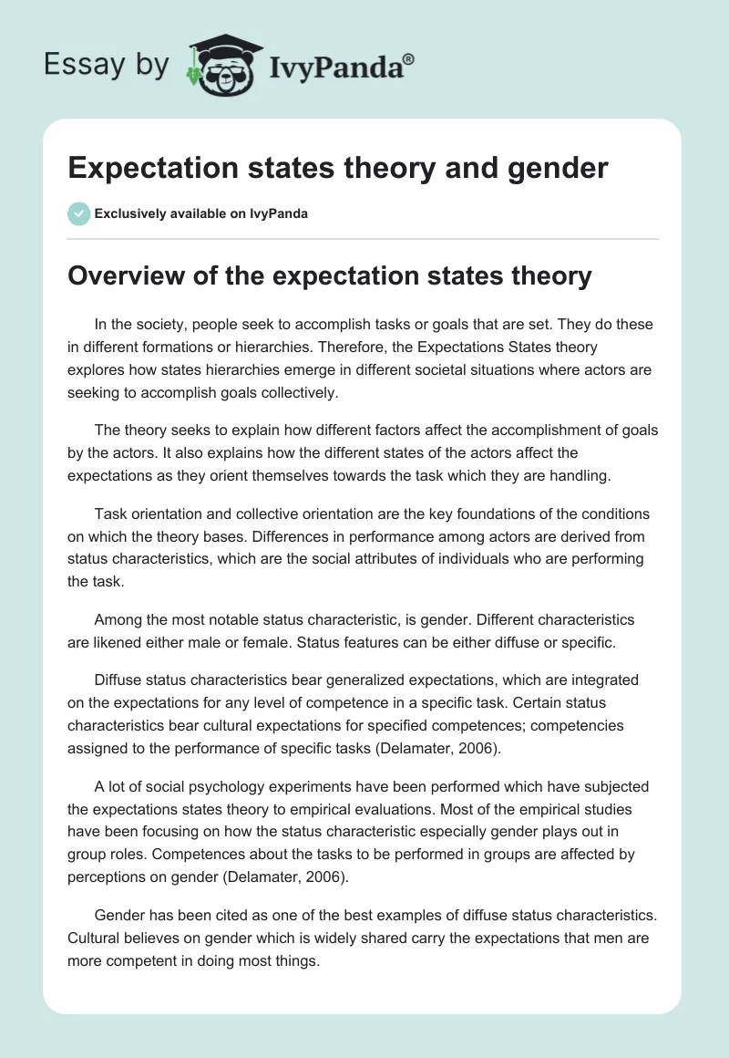 Expectation states theory and gender. Page 1