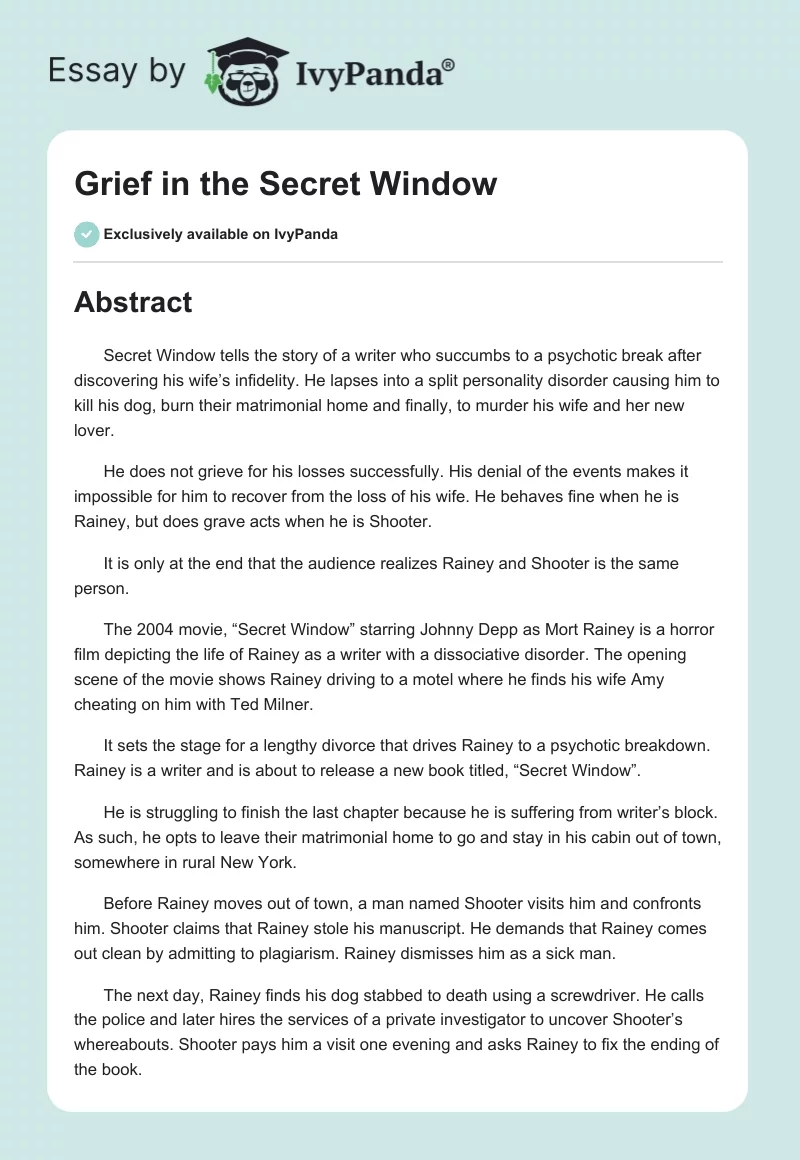 Grief in the "Secret Window". Page 1