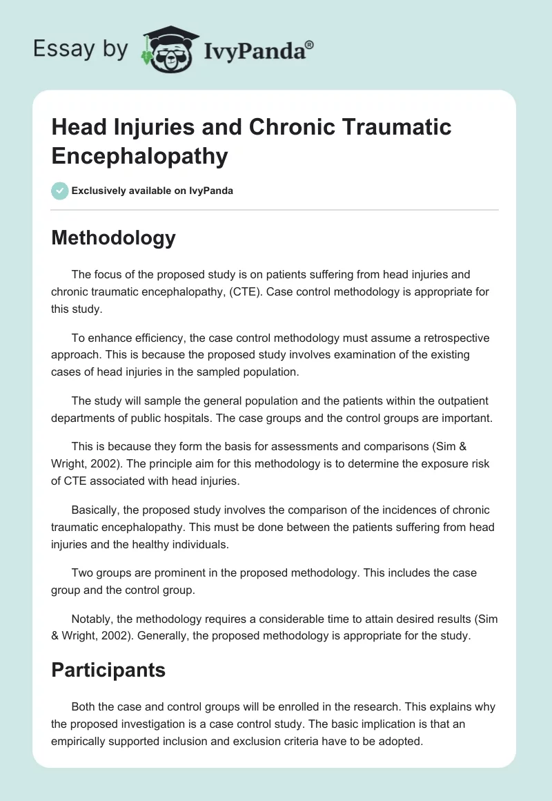 Head Injuries and Chronic Traumatic Encephalopathy. Page 1