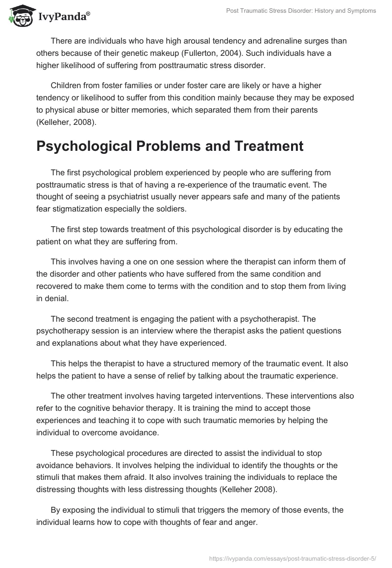 Post Traumatic Stress Disorder: History and Symptoms. Page 3