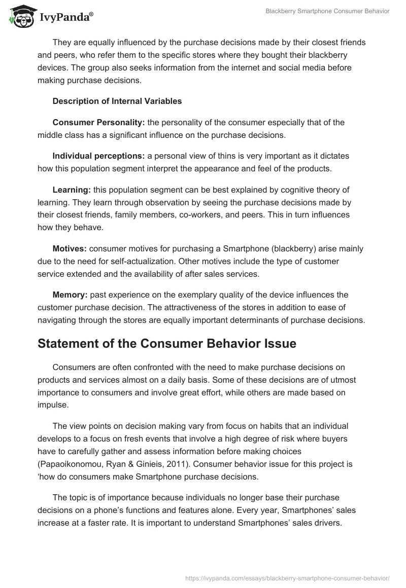 Blackberry Smartphone Consumer Behavior. Page 3