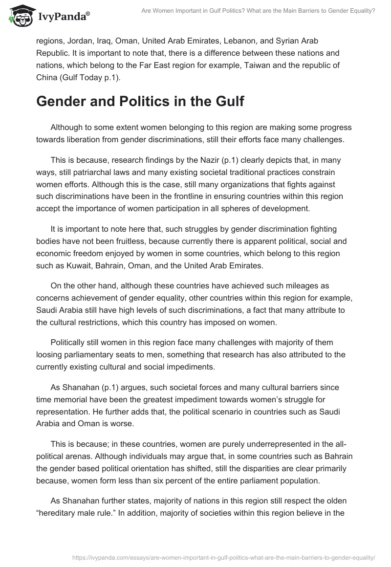 Are Women Important in Gulf Politics? What are the Main Barriers to Gender Equality?. Page 2
