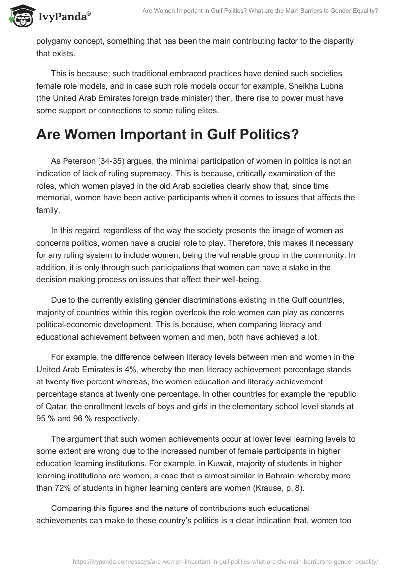 Are Women Important in Gulf Politics? What are the Main Barriers to Gender Equality?. Page 3