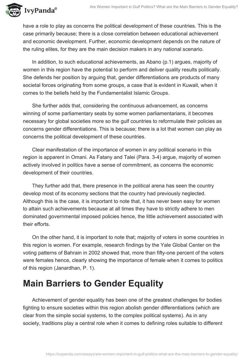 Are Women Important in Gulf Politics? What are the Main Barriers to Gender Equality?. Page 4