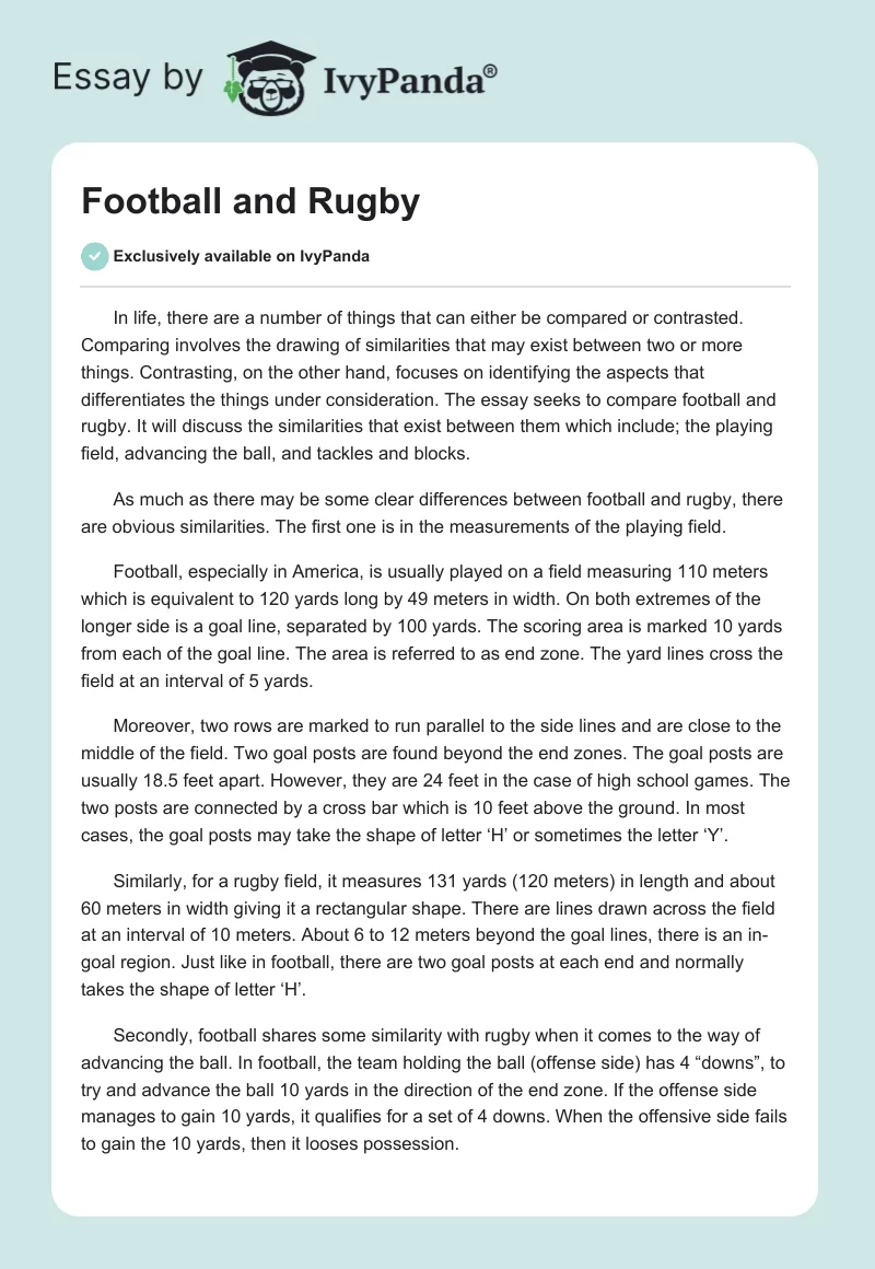 Football and Rugby. Page 1