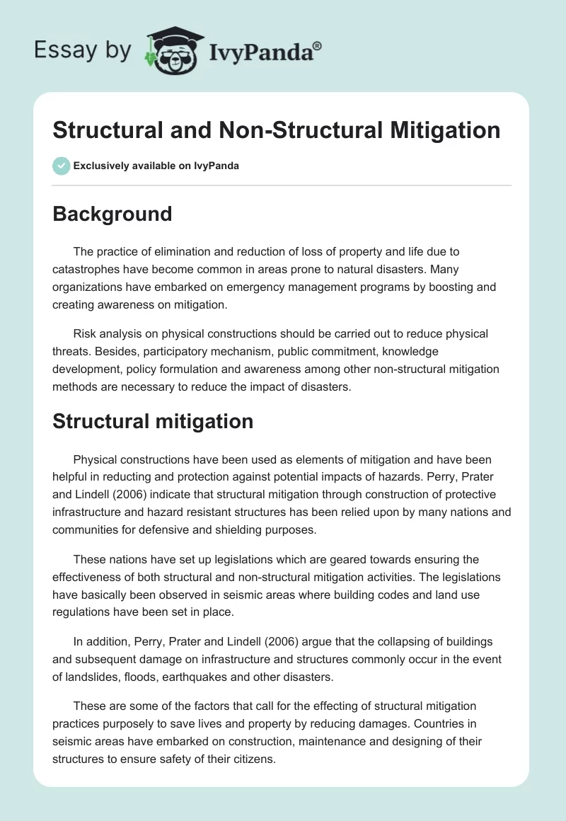 Structural and Non-Structural Mitigation. Page 1