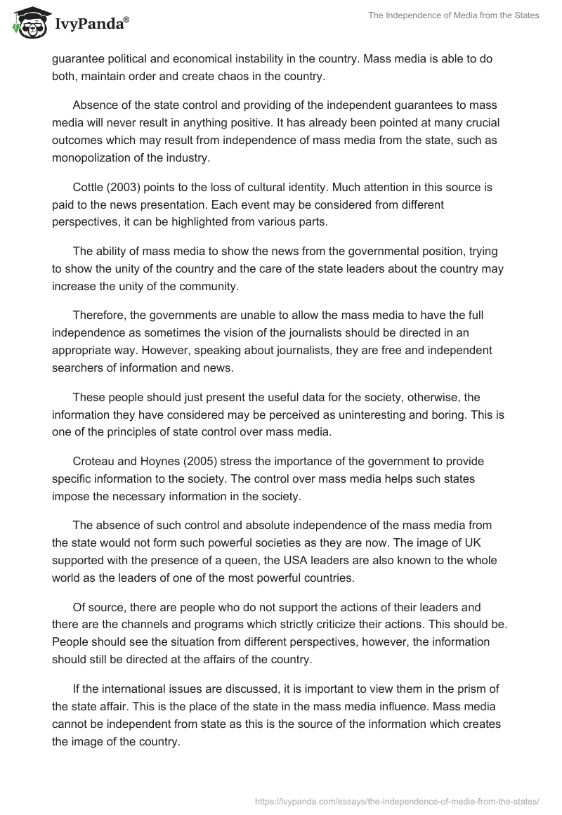 The Independence of Media from the States. Page 5
