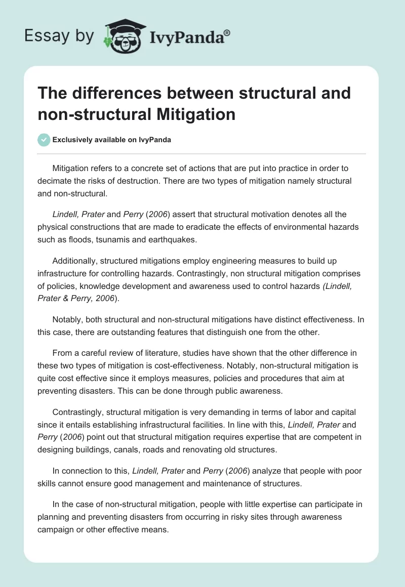 The differences between structural and non-structural Mitigation. Page 1