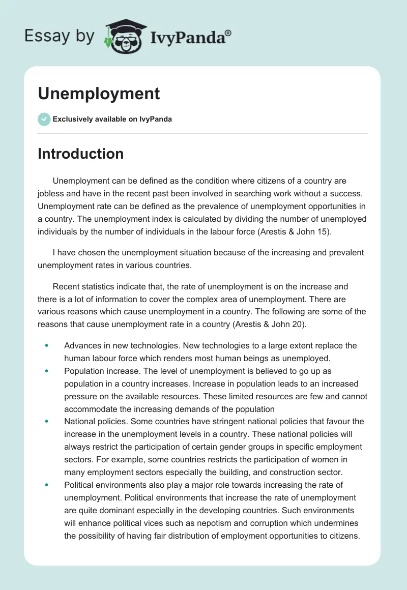 Unemployment. Page 1