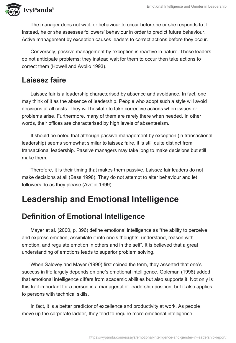 Emotional Intelligence and Gender in Leadership. Page 4
