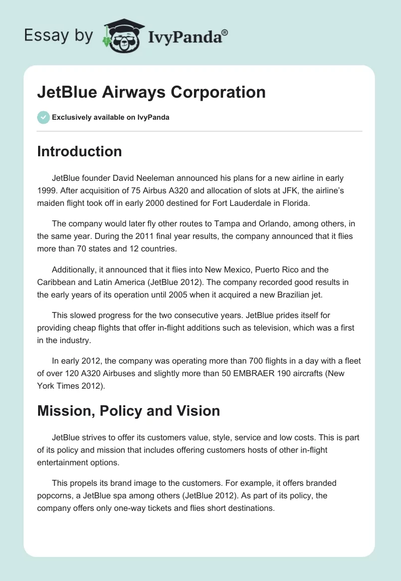 JetBlue Airways Corporation. Page 1
