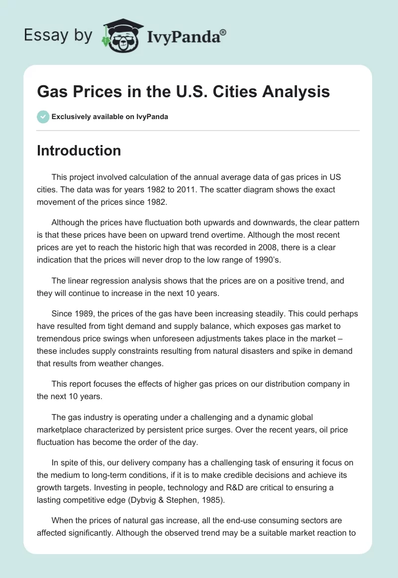 Gas Prices in the U.S. Cities Analysis. Page 1