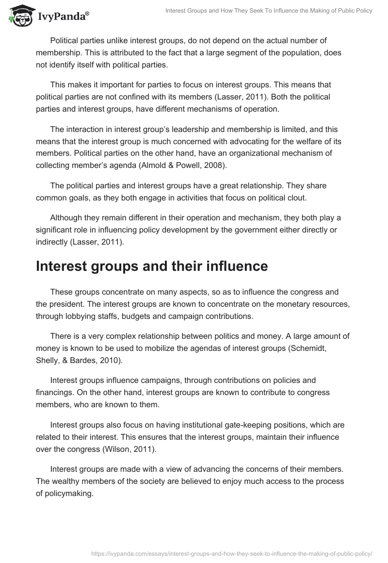 Interest Groups and How They Seek To Influence the Making of Public Policy. Page 4