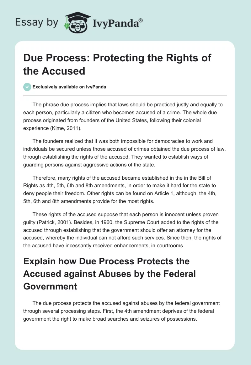 Due Process: Protecting the Rights of the Accused. Page 1