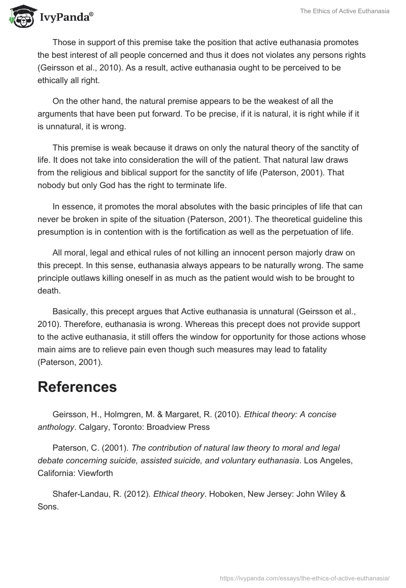 The Ethics of Active Euthanasia. Page 2