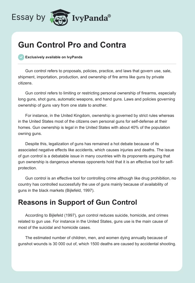 Gun Control Pro and Contra. Page 1