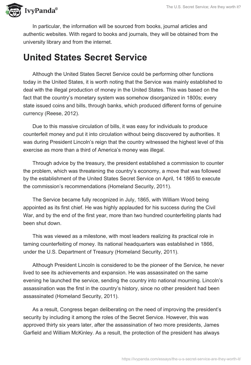 The U.S. Secret Service; Are they worth it?. Page 2