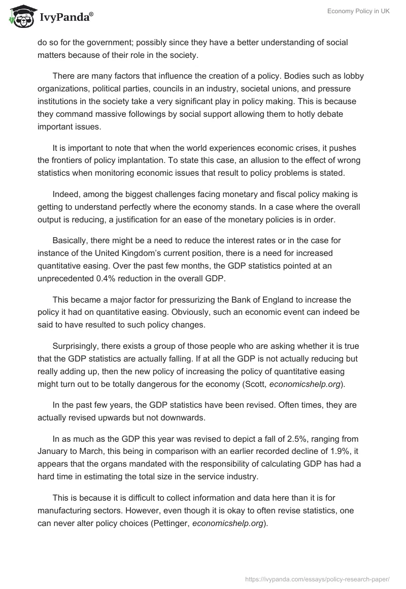 Economy Policy in UK. Page 2