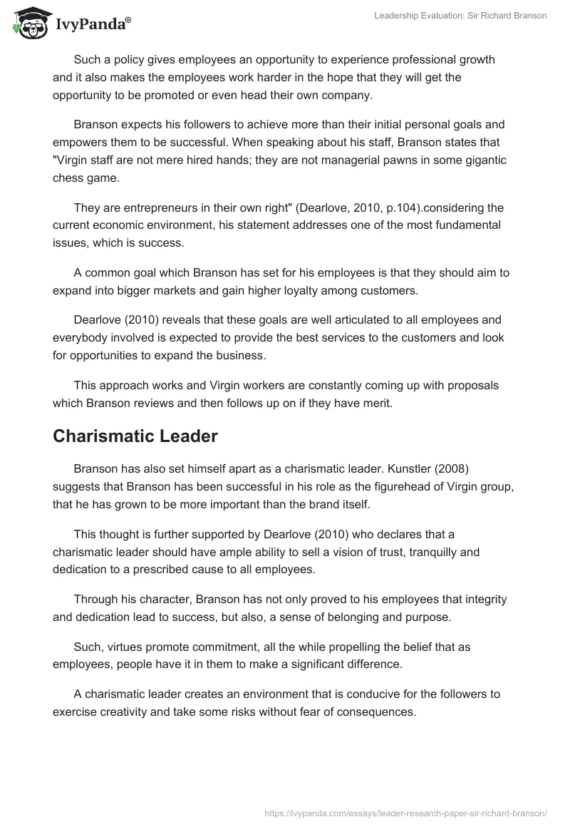 Leadership Evaluation: Sir Richard Branson. Page 4