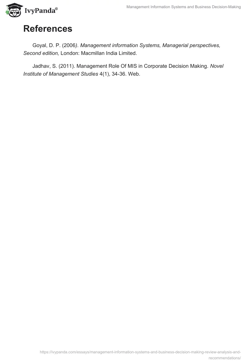 Management Information Systems and Business Decision-Making. Page 4