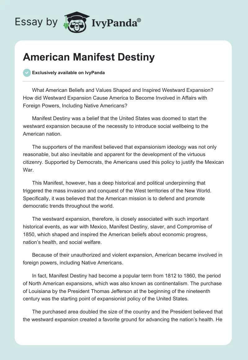 American Manifest Destiny. Page 1