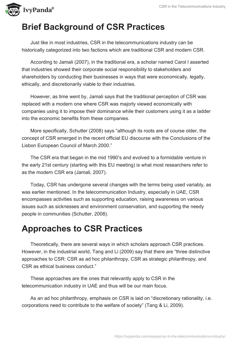 CSR in the Telecommunications Industry. Page 2