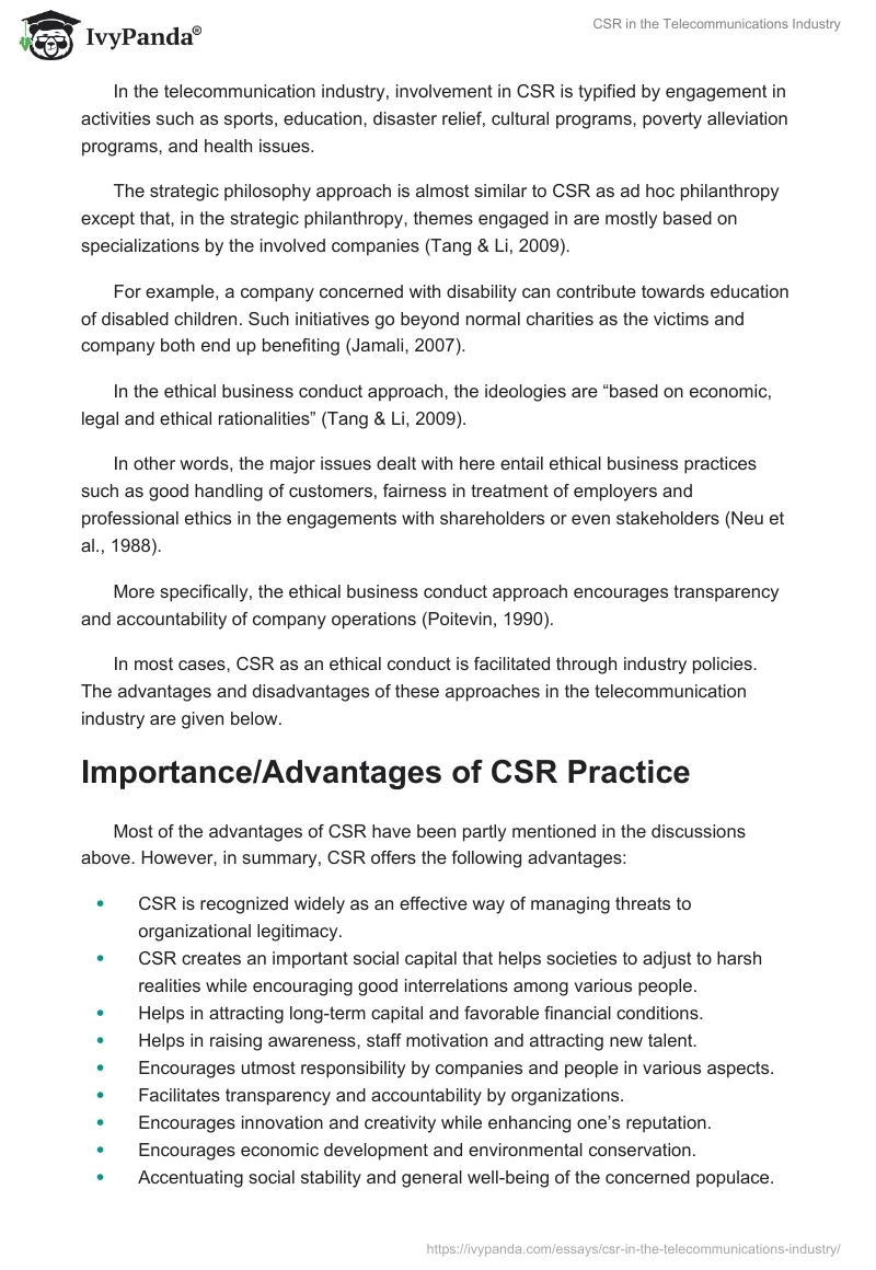 CSR in the Telecommunications Industry. Page 3