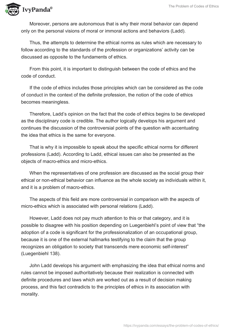 The Problem of Codes of Ethics. Page 2