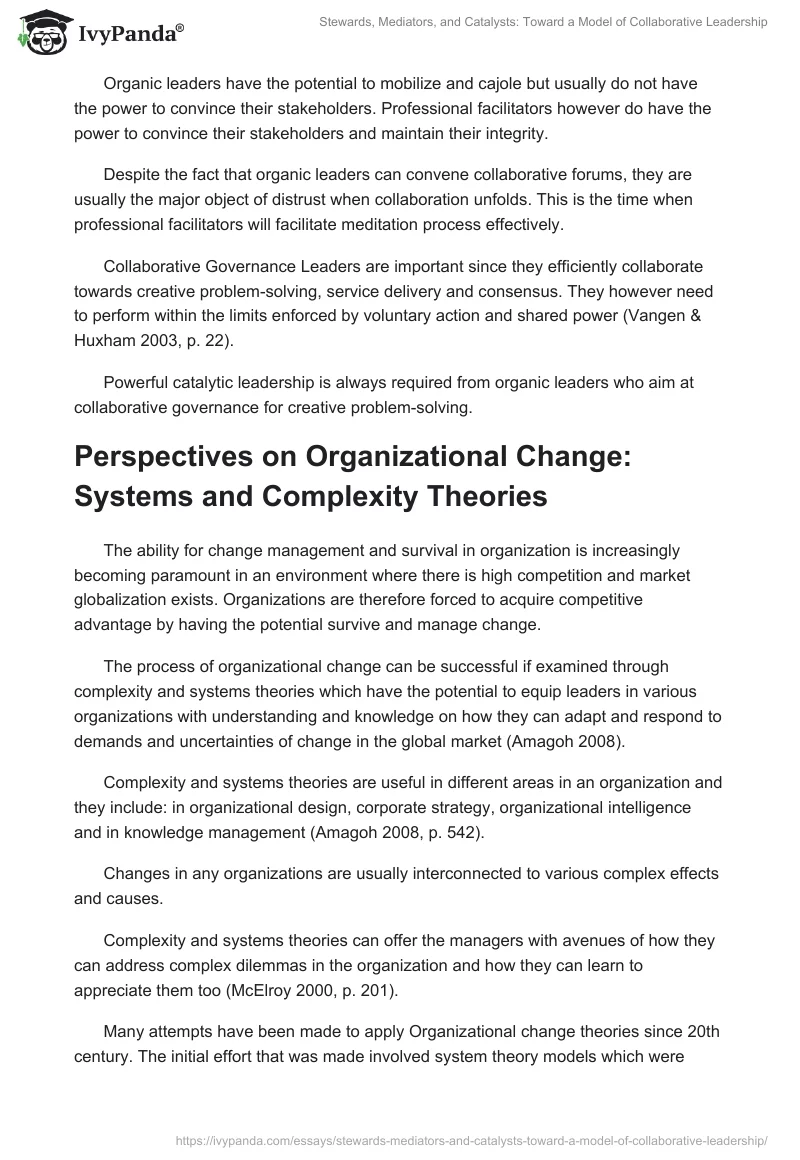 Stewards, Mediators, and Catalysts: Toward a Model of Collaborative Leadership. Page 2