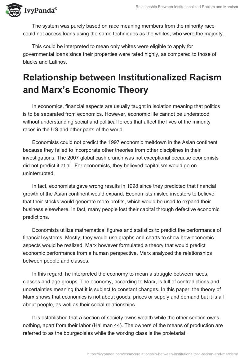 Relationship Between Institutionalized Racism and Marxism. Page 4