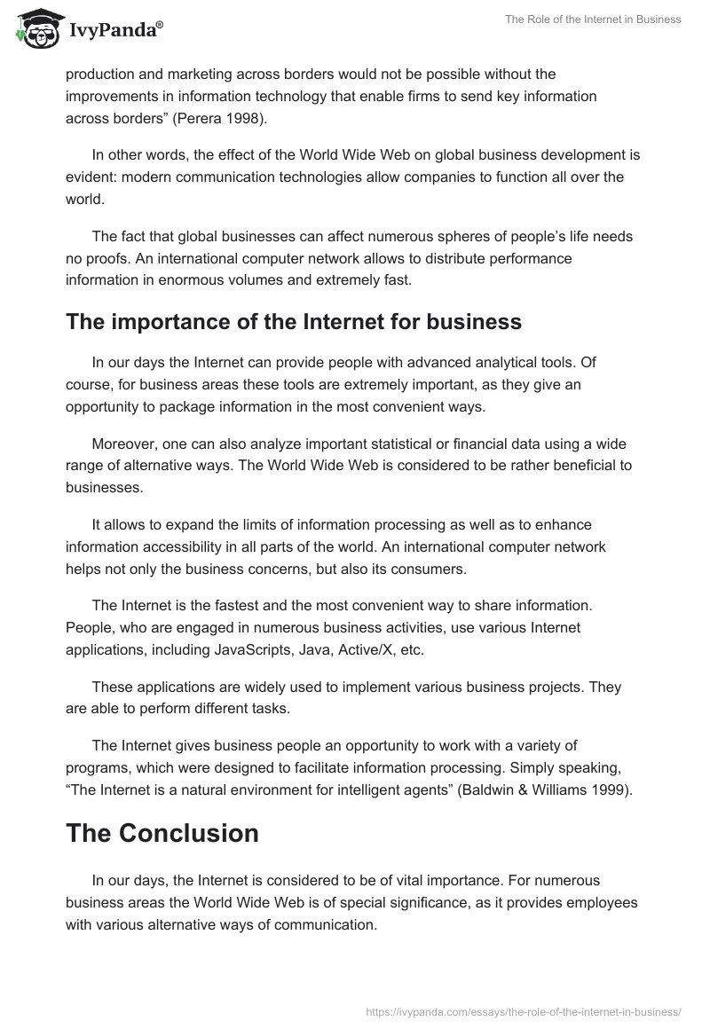 The Role of the Internet in Business. Page 4