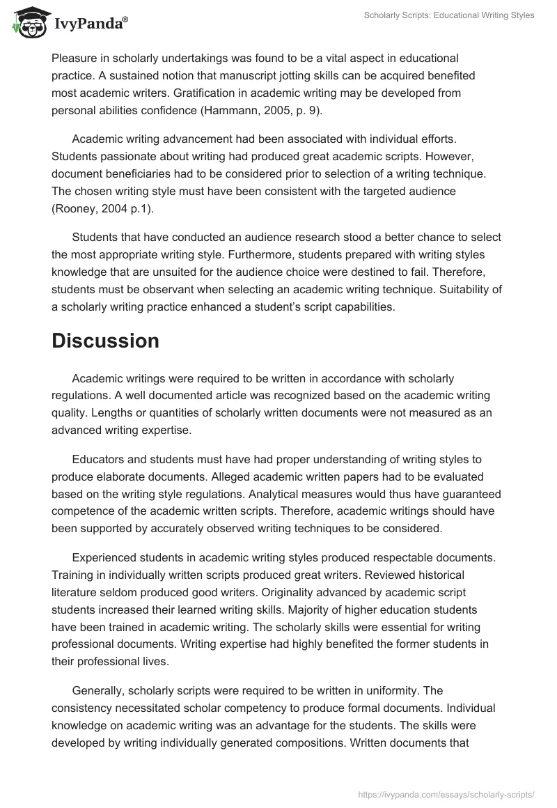 Scholarly Scripts: Educational Writing Styles. Page 3