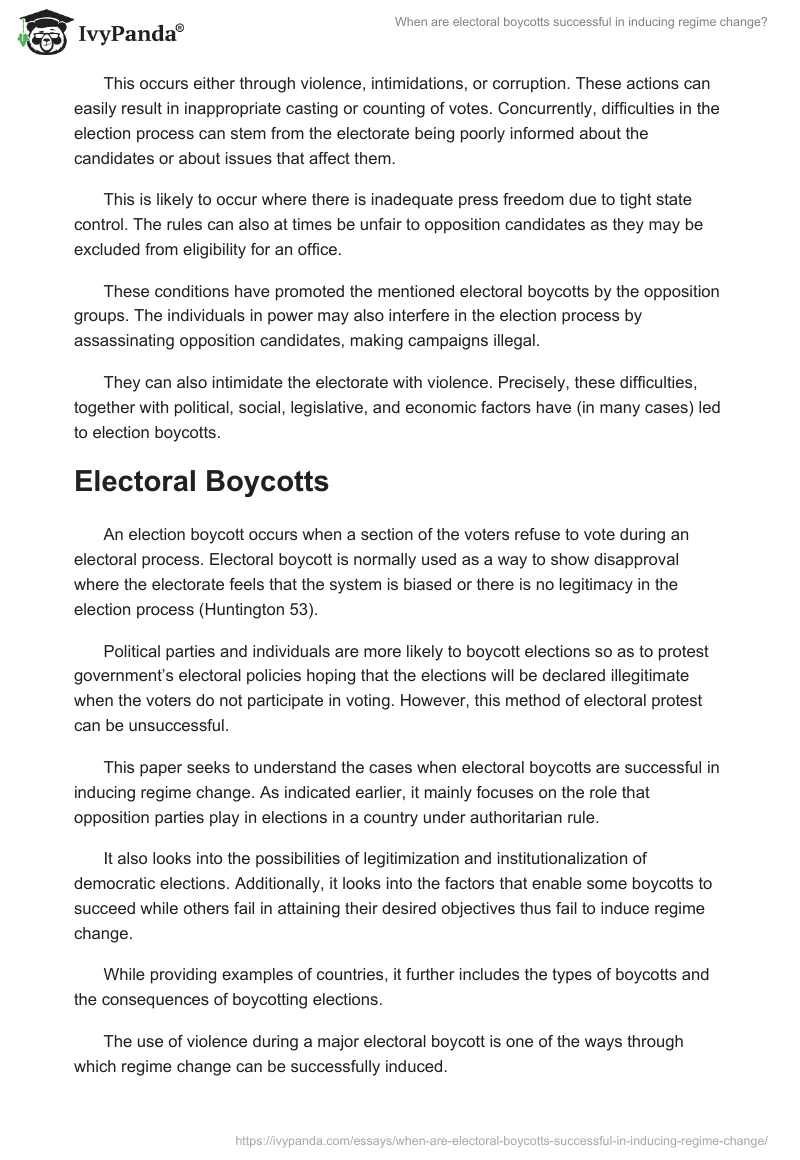 When are electoral boycotts successful in inducing regime change?. Page 2