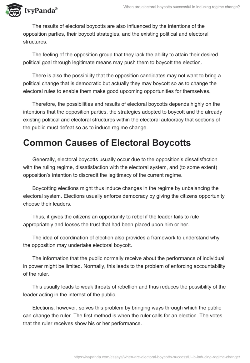 When are electoral boycotts successful in inducing regime change?. Page 4