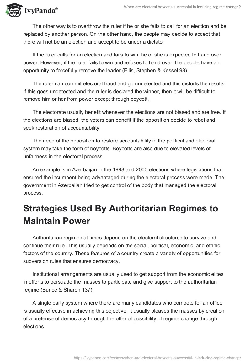 When are electoral boycotts successful in inducing regime change?. Page 5