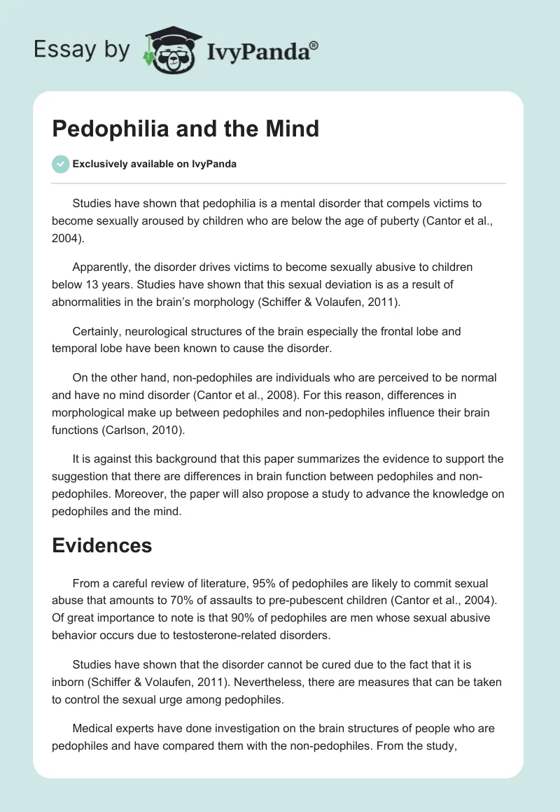 Pedophilia and the Mind. Page 1