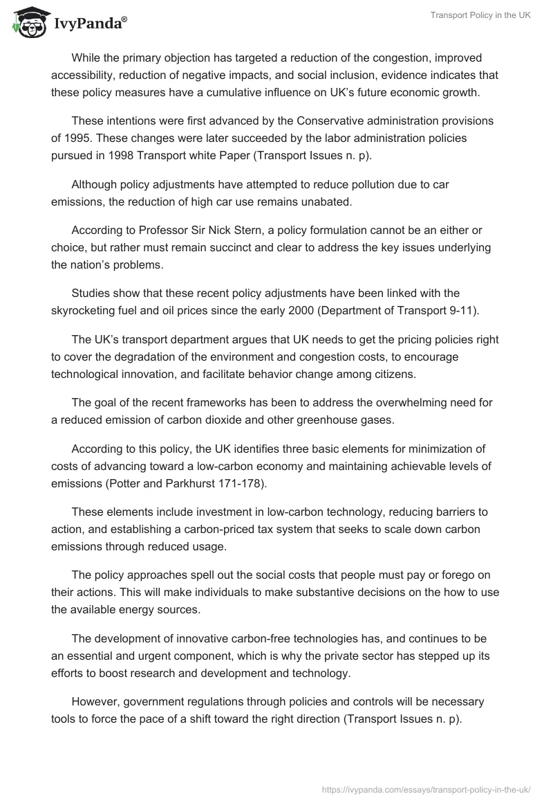 Transport Policy in the UK. Page 2