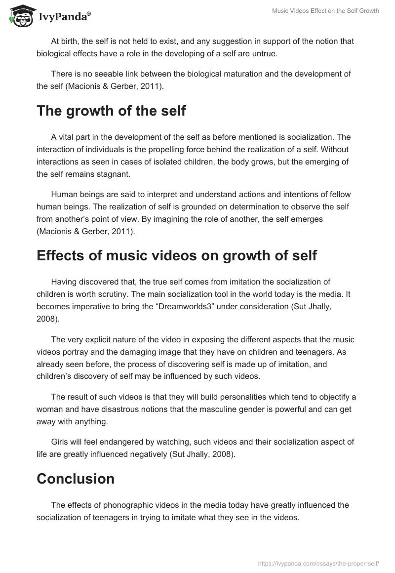 Music Videos Effect on the Self Growth. Page 2