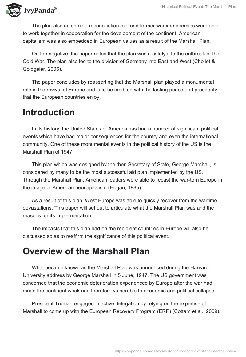 Historical Political Event: The Marshall Plan. Page 2