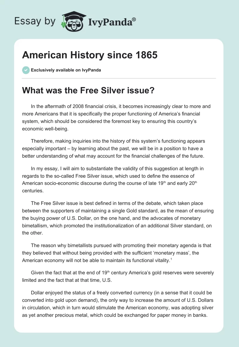 American History since 1865. Page 1
