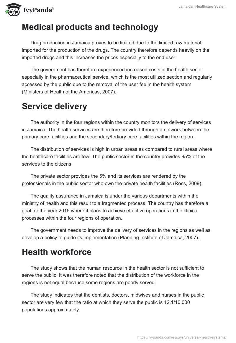 Jamaican Healthcare System. Page 3