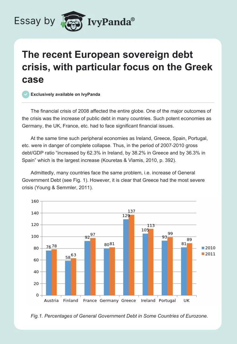 The recent European sovereign debt crisis, with particular focus on the Greek case. Page 1