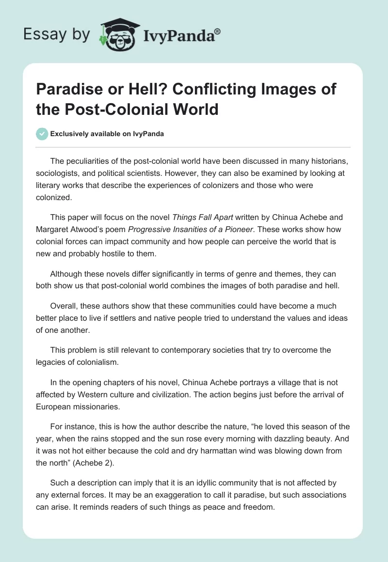 Paradise or Hell? Conflicting Images of the Post-Colonial World. Page 1