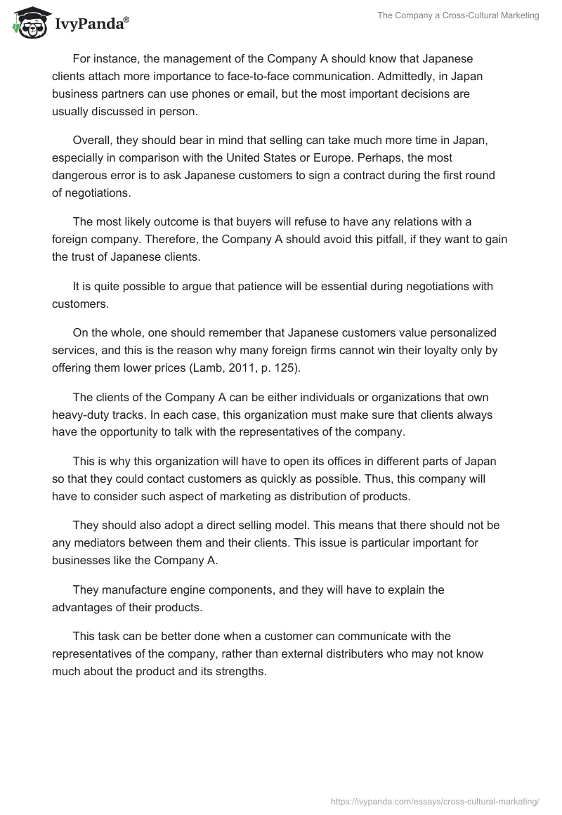 The Company a Cross-Cultural Marketing. Page 3