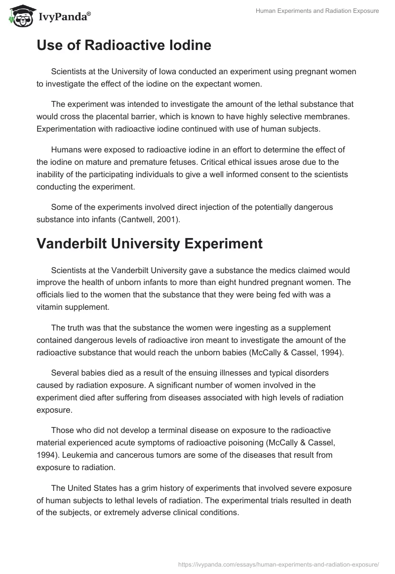 Human Experiments and Radiation Exposure. Page 2
