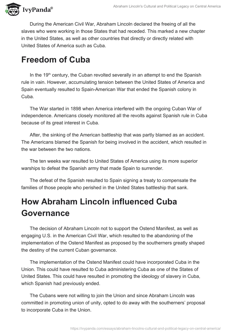 Abraham Lincoln's Cultural and Political Legacy on Central America. Page 4