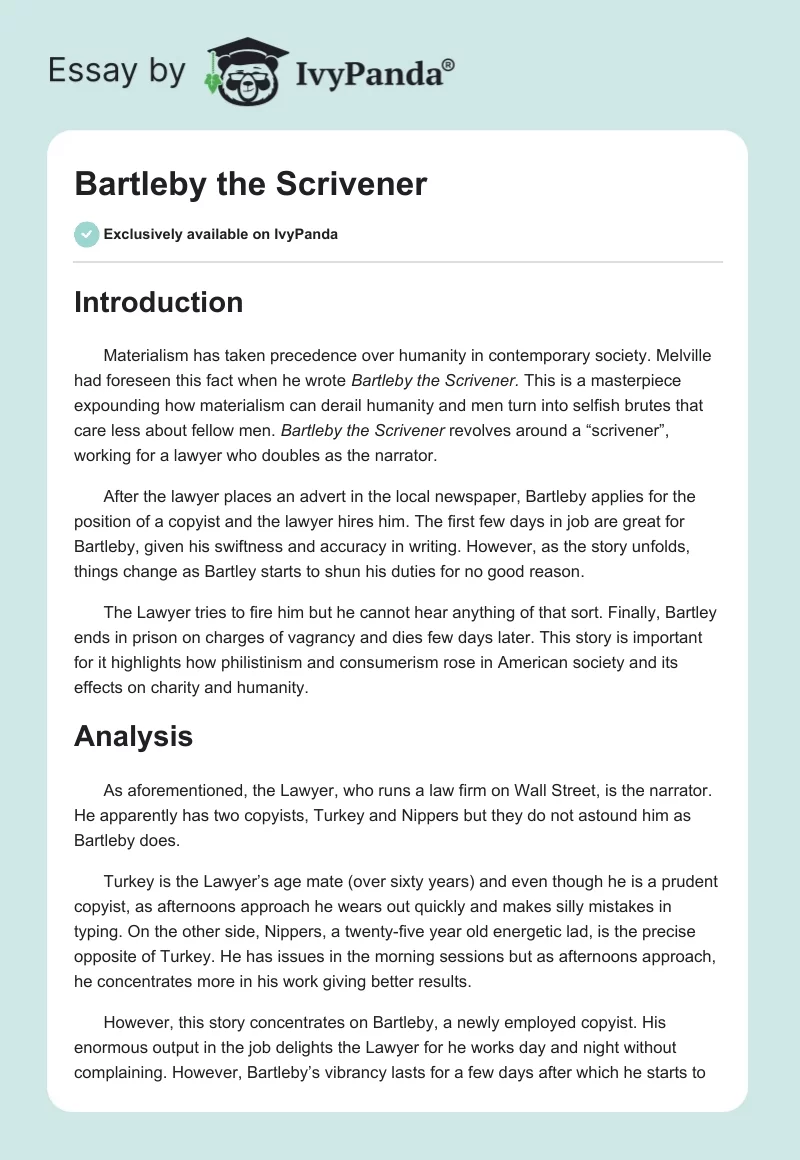 Bartleby the Scrivener. Page 1